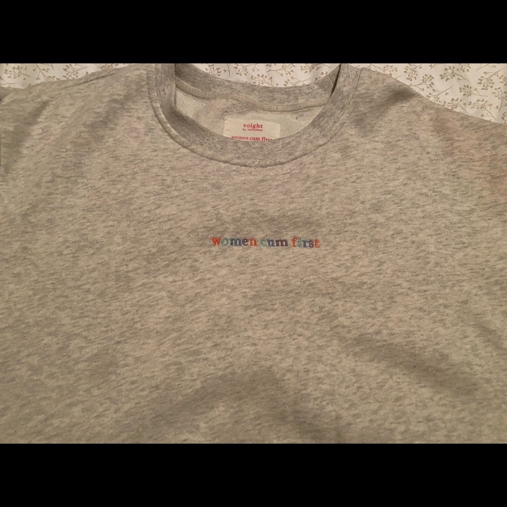 Women Cum First Grey Crewneck